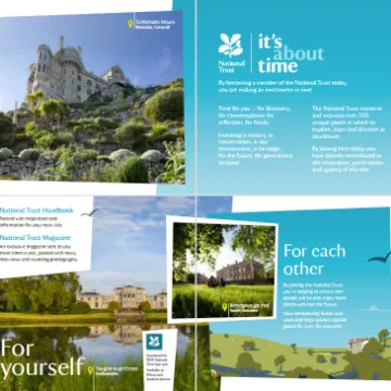 National Trust brochure spreads, headed “It’s about time”